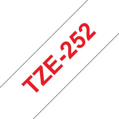 Fita de etiqueta laminada genérica Brother TZe252 - Texto vermelho sobre fundo branco - Largura 24 mm x 8 metros