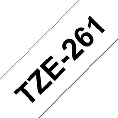 Fita de etiqueta laminada genérica Brother TZe261 - Texto preto sobre fundo branco - Largura 36 mm x 8 metros