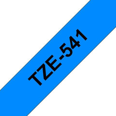 Fita de etiqueta laminada genérica Brother TZe541 - Texto preto sobre fundo azul - Largura 18 mm x 8 metros