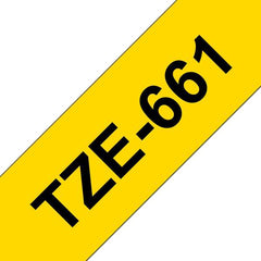 Fita de etiqueta laminada genérica Brother TZe661 - Texto preto sobre fundo amarelo - Largura 36 mm x 8 metros