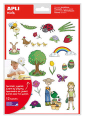 Apli Gomets Tematicos la Primavera - 264 Gomets en 12 Hojas - Ilustraciones Educativas - Adhesivo Removible - Formato Escolar - Adhesivo Base Agua - Libre de Disolventes - Colorido