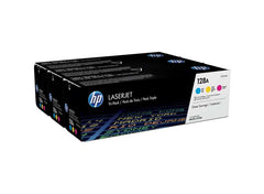 Pacote de 3 cartuchos de toner originais HP CE321A/CE322A/CE323A - 128A