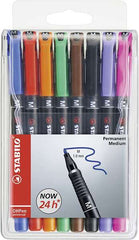 Stabilo OHPen Pack de 8 Rotuladores Permanentes - Punta Media - Trazo de 1mm - Agarre Antideslizante - Tapon Ventilado - Colores Surtidos