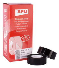 Apli Black Adhesive Tape 19mm x 33m - Water and Weather Resistant - Easy to Tear by Hand - Ideal for Outdoor Use Black