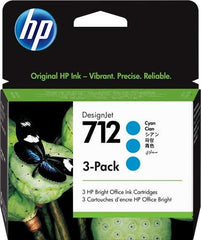 Pacote HP 712 Ciano com 3 cartuchos de tinta originais - 3ED77A