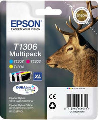 Epson T1306 Pack of 3 Original Ink Cartridges - Cyan, Magenta, Yellow - C13T13064012