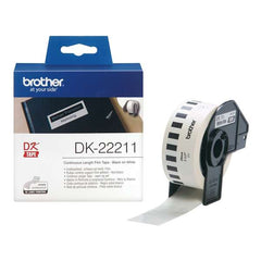 Brother DK22211 - Original Personalized Size Labels - Wide 29mm x 15.24 meters - Black text on white background