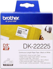 Brother DK22225 - Etiquetas originais de tamanho personalizado - Largura 38 mm x 30,48 metros - Texto preto sobre fundo branco