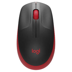 Logitech M190 Full Size Raton Inalambrico USB 1000dpi - 3 Botones - Gran TamaÃ±o - Uso Ambidiestro - Color Negro/Rojo