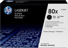 Pacote preto HP CF280X com 2 cartuchos de toner originais - 80X