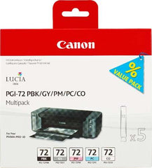 Pacote de 5 cartuchos de tinta originais Canon PGI72 - preto fotográfico, cinza, magenta fotográfico, ciano fotográfico, otimizador - 6403B007