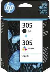 Pacote HP 305 preto + colorido com 2 cartuchos de tinta originais - 6ZD17AE