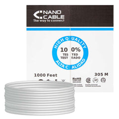 Nanocable Bobina de Cable de Red RJ45 Cat.6 UTP Rigido AWG24 - Longitud 305m - Color Gris