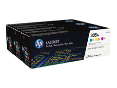 HP CE411A/CE412A/CE413A Pack of 3 Original Toner Cartridges - 305A