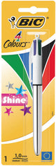 Bic 4 Colours Shine Boligrafo de Bola Retractil - Punta Media de 1.0mm - Tinta con Base de Aceite - 4 Colores de Tinta