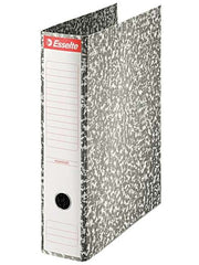 Esselte Archivador de Palanca Formato Folio - Lomo 75mm - Ollao y Cantoneras Metalicas - Capacidad para 500 Hojas - Forrado de Papel jaspeado - Color Gris Jaspeado