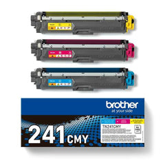 Brother TN241 Pack of 3 Original Toner Cartridges - Cian, Magenta, Amarillo - TN241CMY