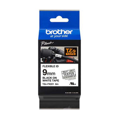 Brother TZeFX221 Cinta Laminada Flexible Original de Etiquetas - Texto negro sobre fondo blanco - Ancho 9mm x 8 metros