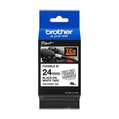 Brother TZeFX251 Courroie d'étiquettes laminée flexible originale - Texte noir sur fond blanc - Largeur 24 mm x 8 mètres