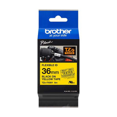 Brother TZeFX661 Courroie d'étiquettes laminée flexible originale - Texte noir sur fond jaune - Largeur 36 mm x 8 mètres