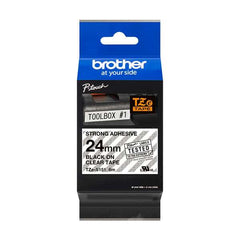 Brother TZeS151 Ceinture d'étiquettes laminée super adhésive originale - Texte noir sur fond transparent - Longueur 24 mm x 8 mètres