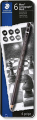Staedtler Mars Lumograph Black Artist Pencil 100B Pack de 6 Lapices de Grafito - Resistencia a la Rotura - Graduaciones Surtidas