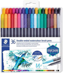 Staedtler 3001 Pack de 36 Rotuladores Acuarelables de Doble Punta - Colores Surtidos