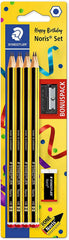 Staedtler Noris 120 Pack de 8 Lapices de Grafito Hexagonales + Goma de Borrar + Sacapuntas - Mina HB Ultrarresistente de 2mm - Madera de Bosques Sostenibles