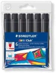 Staedtler Noris Watercolour 340 Pack de 6 Rotuladores de Gran TamaÃ±o - Trazo 3mm Aprox - Lavable Facilmente - Tinta Base de Agua - Color Negro