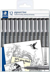 Staedtler Pigment Liner 308 Pack de 12 Rotuladores Calibrados - TamaÃ±os de Puntas Surtidos - Color Negro