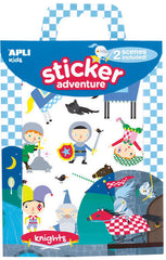 Apli Juego de Pegatinas de Papel Tematica Caballeros - 2 Escenarios 45x20cm - 2 Hojas de Gomets Removibles - Cajita con Asa - Ideal para Viajes - Recomendado +3 Años - Colorido