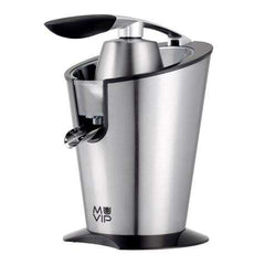 Muvip Exprimidor Electrico Inox 600W - Cuerpo, Mango y Filtro de Acero Inoxidable - Sistema Antigoteo - 2 TamaÃ±os de Conos