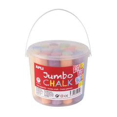 Apli Pack de 20 Tizas Jumbo Ã˜ 25 x 105 mm - Aptas para Uso Escolar - Colores Surtidos