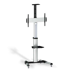 Aisens Soporte de Suelo Eco con Ruedas - Bandeja para DVD y Soporte de Camara (TV de 37â€-70â€) - Color Plata