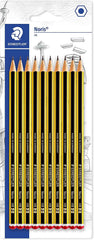Staedtler Noris 120 Pack de 10 Lapices de Grafito Hexagonales HB - Resistencia a la Rotura - Madera de Bosques Sostenibles