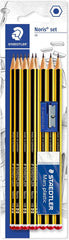 Staedtler Noris 120 Pack de 10 Lapices de Grafito Hexagonales 2HB + 1 Goma de Borrar Plastic 526 50 + 1 Sacapuntas 510 50 - Resistencia a la Rotura - Madera de Bosques Sostenibles