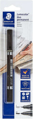 Staedtler Lumocolor 358 Rotulador Permanente de Doble Punta - Trazos de 0.6mm y 1.5mm Aprox - Secado Rapido - Color Negro