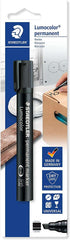 Staedtler Lumocolor 350 Pack de 1 Rotulador Permanente con Punta Biselada - Punta 2-5mm - Tinta Antisecado - Recargable - Color Negro