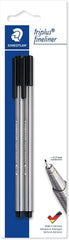 Staedtler Triplus Fineliner 334 Pack de 2 Rotuladores de Punta Fina - Trazo de 0.3mm Aprox - DiseÃ±o Ergonomico - Tinta Base de Agua - Color Negro
