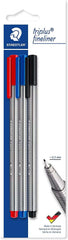 Staedtler Triplus Fineliner 334 Pack de 3 Rotuladores de Punta Fina - Trazo de 0.3mm Aprox - DiseÃ±o Ergonomico - Tinta Base de Agua - Colores Surtidos