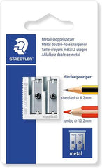 Staedtler Sacapuntas Metalico con Cuchilla de Metal - Angulo de Afilado de 23Â° y 30Âº - 2 Agujeros