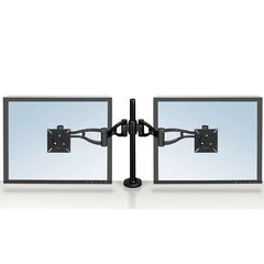 Fellowes Professional Series Brazo Doble para Monitor - Ajustable en Altura - Regulable en Profundidad - Regulable en Inclinacion - Hasta 10kg - Color Negro