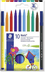 Staedtler 326 Pack de 10 marcadores de ponta de fibra - Curso 1,0 mm aproximadamente - Resistente à pressão - Tinta à base de água anti-secagem - Cores sortidas