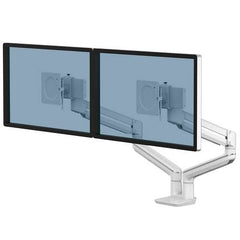 Fellowes Tallo Brazo para Monitor Doble - Brazo giratorio de 270Âº - Sistema con Muelle de Gas - Hasta 9kg - Color Blanco