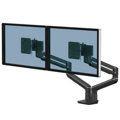 Fellowes Tallo Brazo para Monitor Doble - Brazo giratorio de 270Âº - Sistema con Muelle de Gas - Hasta 9kg - Color Negro