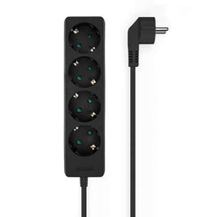Aisens Regleta Multiple de 4 Tomas sin Interruptor con Cable 3Ã—1.5mm2 - 1.4m - Color Negro