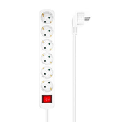 Aisens Regleta Multiple de 6 Tomas con Interruptor con Cable 3Ã—1.5mm2 - 1.4m - Color Blanco
