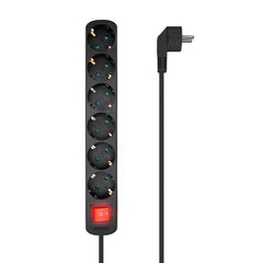 Aisens Regleta Multiple de 6 Tomas con Interruptor con Cable 3Ã—1.5mm2 - 1.4m - Color Negro