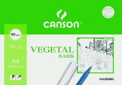 Canson Vegetal Basik Minipack de 12 Hojas A4 - 21x29.7cm - 95g - Color Transparente