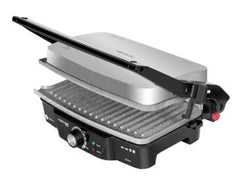 Cecotec Rock'n Grill 1500 Parrilla Electrica 1500W - Revestimiento de Piedra Rockstone - Regulador de Temperatura - Apertura 180Âº - Superficie 28.7x17cm - Acero Inoxidable y Plastico